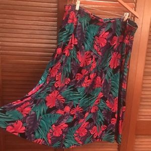 Vintage tropical plant print skirt